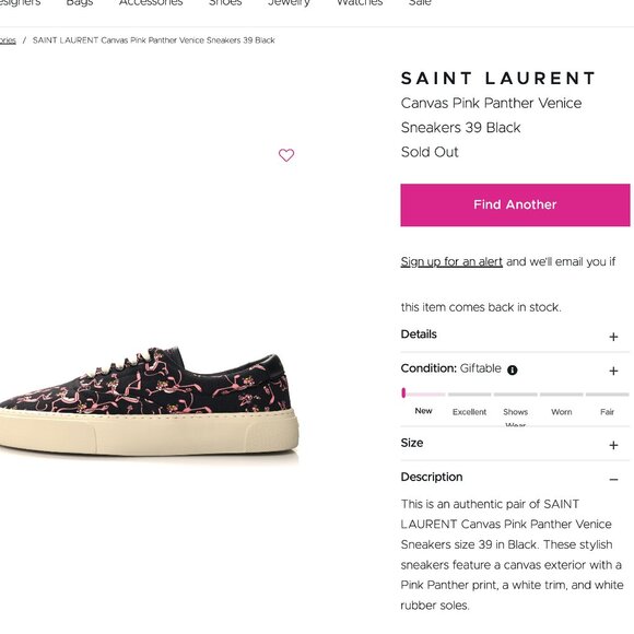 RARE! Saint Laurent Paris x Pink Panther | Venice Low Skate | 39 - Picture 7 of 13